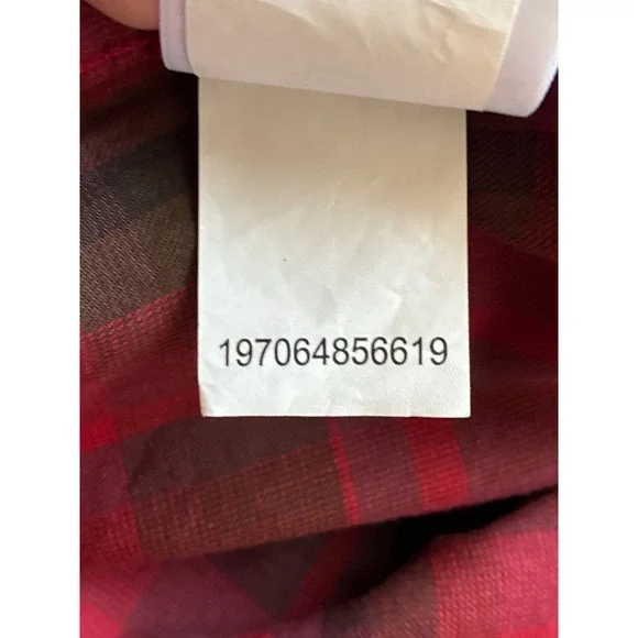 Vans Mens Flannel Shirt Button Up Plaid Long Sleeve Casual Top Red Large - Picture 6 of 10